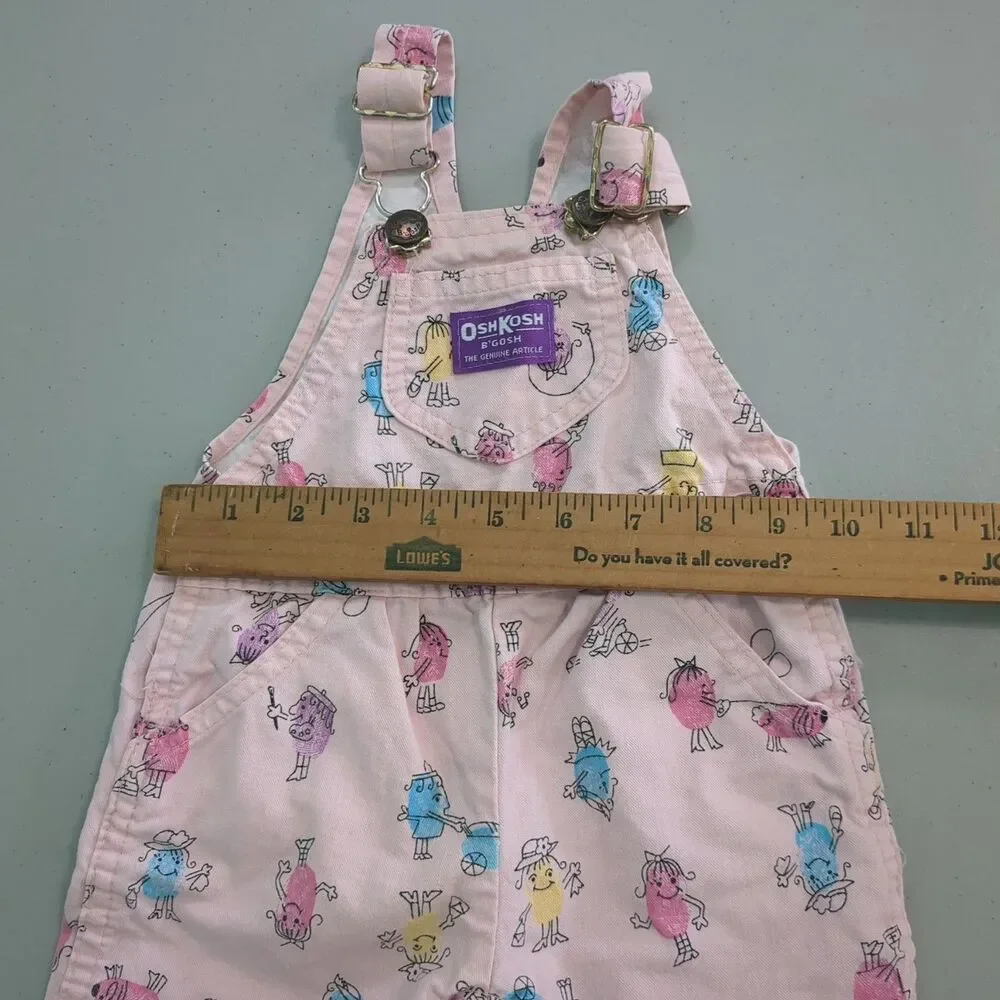 Vintage OshKosh B'Gosh overalls 6-9 Months Baby Buggy Ballons Finger Print peopl